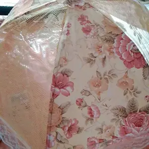 BOS353 Tudung Saji Lipat Renda Payet Cantik / Penutup Makanan Ungu
