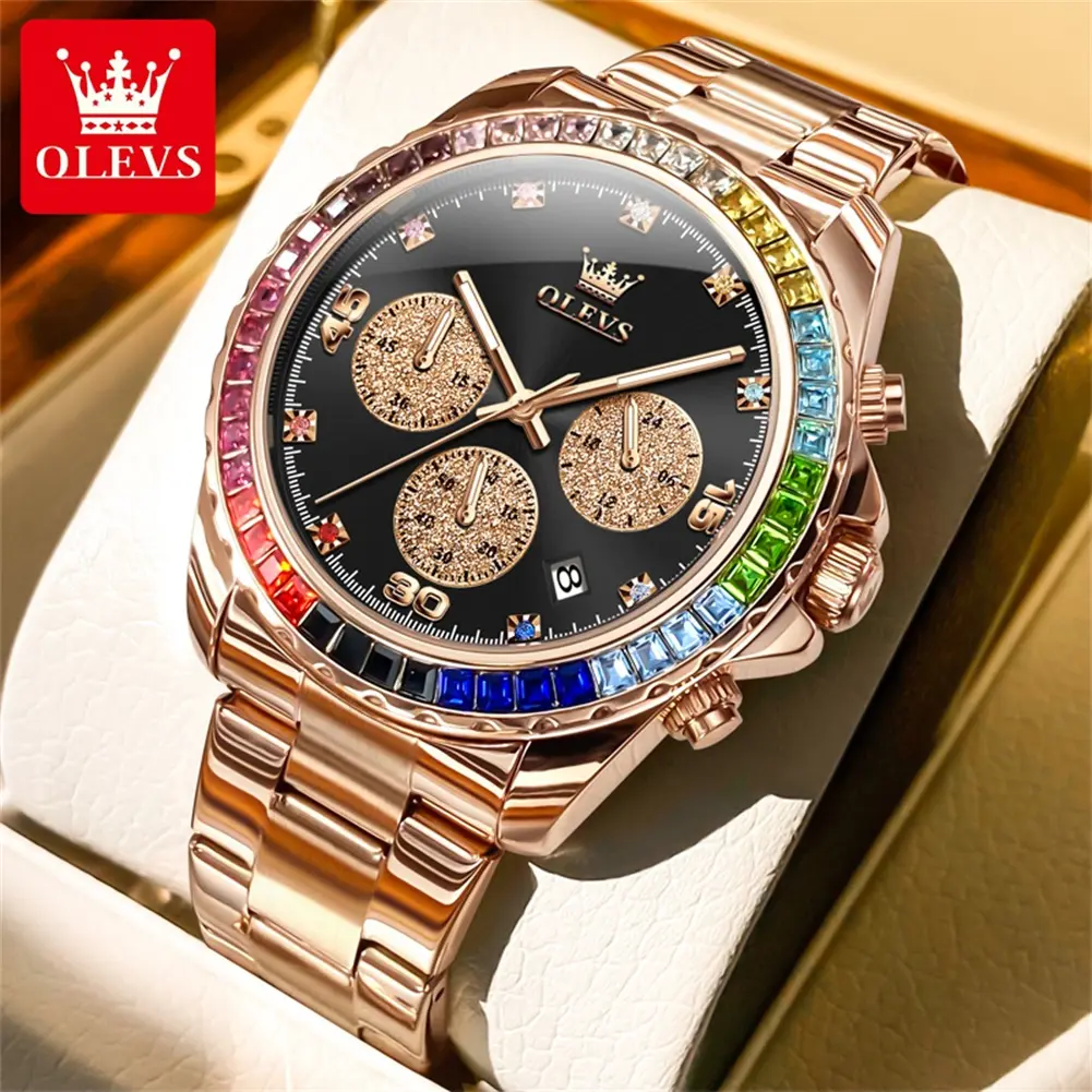 2939#OLEVS watch genuine high value large dial men's quartz watch trendy luminous multifunctional waterproof men's watch