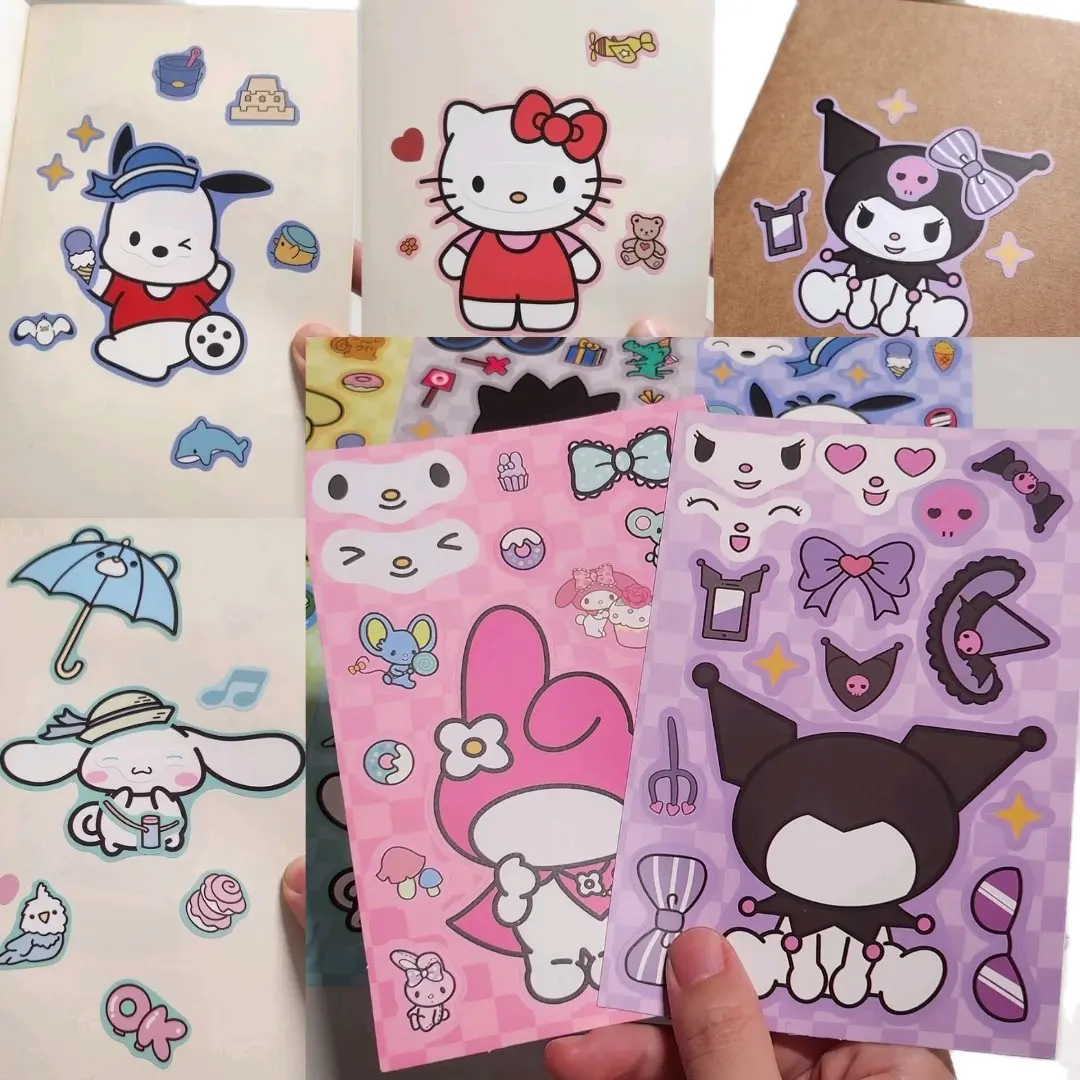 Sanrio Emoji Puzzle Sticker Set DIY Fun Easy Activity for Kids Decorate Gift Present (8 pieces)