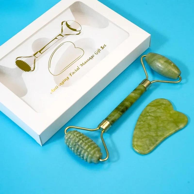 Con Lăn Ngọc Bích Tự Nhiên Để Nâng Cơ Mặt, Dụng Cụ Làm Đẹp Chăm Sóc Da, Chống Nhăn, Đá Ngọc Bích Gua Sha 0