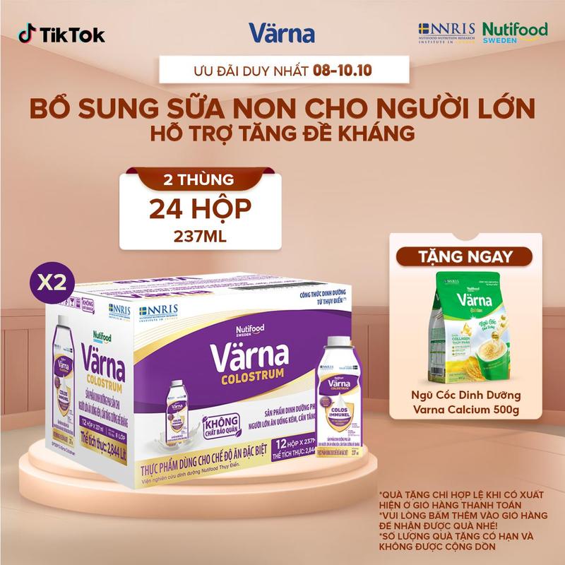 [DAILY THẮNG DINH DƯỠNG] - Combo 2 thùng 12 Sữa Bột Pha Sẵn Varna Colostrum - Bổ Sung Sữa Non Hỗ Trợ Tăng Đề Kháng Nhanh (24 hộp x 237ml)