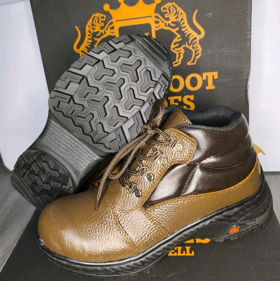 Sepatu Boots Safety King RV Tali Style 6 Inch (Steel Toe) Karet Shoes Pria kulit sapi ujung besi - Hitam\coklat