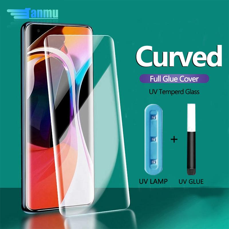 Bảo vệ màn hình, nắp keo đầy đủ, kính cường lực cong UV cho Xiaomi Mi 13 Lite 12x 12 Pro 11 Ultra 10 Note 10 Lite Pro, phim