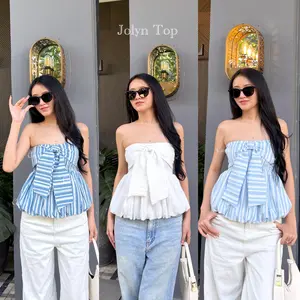 Cassie - Jolyne Tube Top || Coquette Top || Atasan wanita Premium || Stripe Top Pita