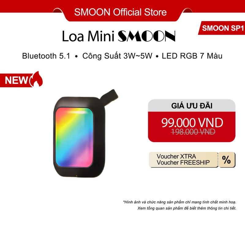 Loa Mini SMOON SP1 Kết Nối Bluetooth Nhỏ Gọn Tiện Lợi Có Đèn LED RGB 7 Màu Công Suất Tối Đa 5W