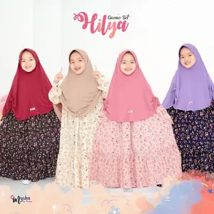 Mysha Kids Muslimah - Gamis Anak Perempuan Hilya Gamis Set Gamis Anak Perempuan set Hijab / Baju Muslim Anak  ntuk usia 1-8 th Bahan Rayon dan Jersey Lembut Viscose Dress Katun Tanggung