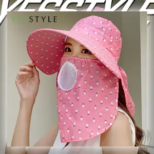 Topi Visor Wanita Dengan Cadar Penutup Muka Summer Hat Pelindung Sinar Matahari