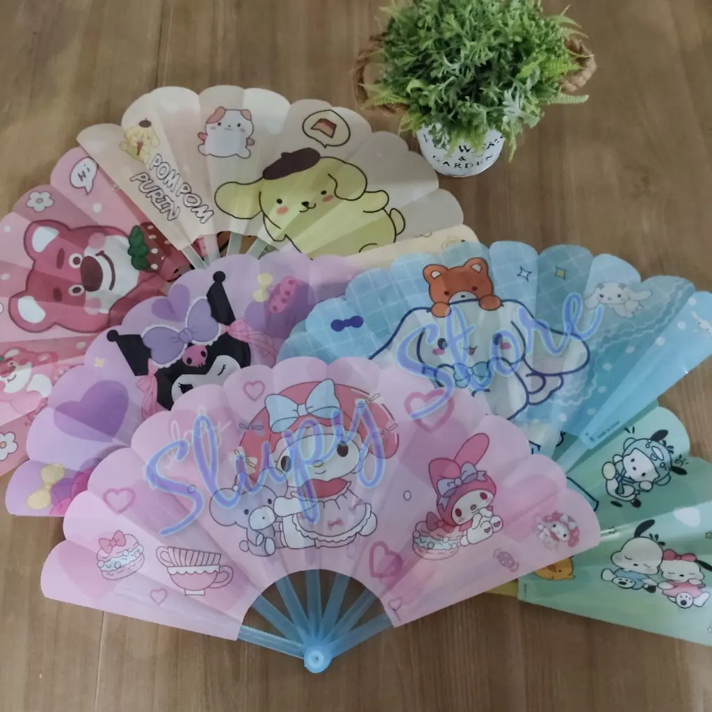 SLP Kipas lipat Kuromi Melody Cinnamoroll Pochacco Pompompurin Lotso