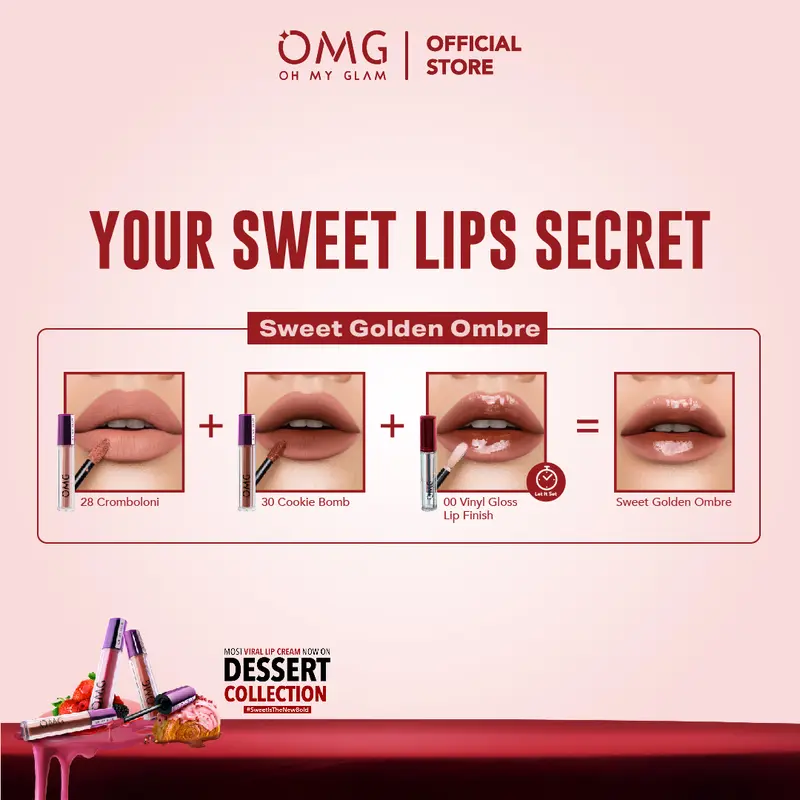 [SPECIAL DESSERT EDITION] OMG OH MY GLAM Mattelast Lip Cream 28 Cromboloni 2.9 g -  Lip Cream Matte Dengan Warna Intense, Tahan Lama & Ringan 5