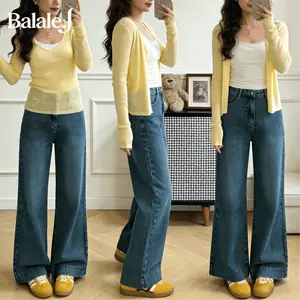 Balale Celana Jeans Baggy Retro Highwaist Wanita Loose KOREAN BAGGY STRAIGHT JEANS Bahan Denim Premium 9522