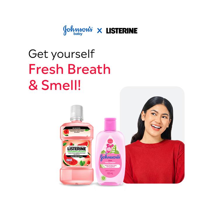 Gambar Bundling LISTERINE Watermelon Mint Antiseptic Mouthwash / Obat Kumur Antiseptik Lawan Bau Mulut - 250 ml + JOHNSON'S Slide Baby Cologne 100 ml - Minyak Wangi Parfum Bayi Aman Untuk Kulit dari Listerine ID Kota Administrasi Jakarta Timur Tokopedia
