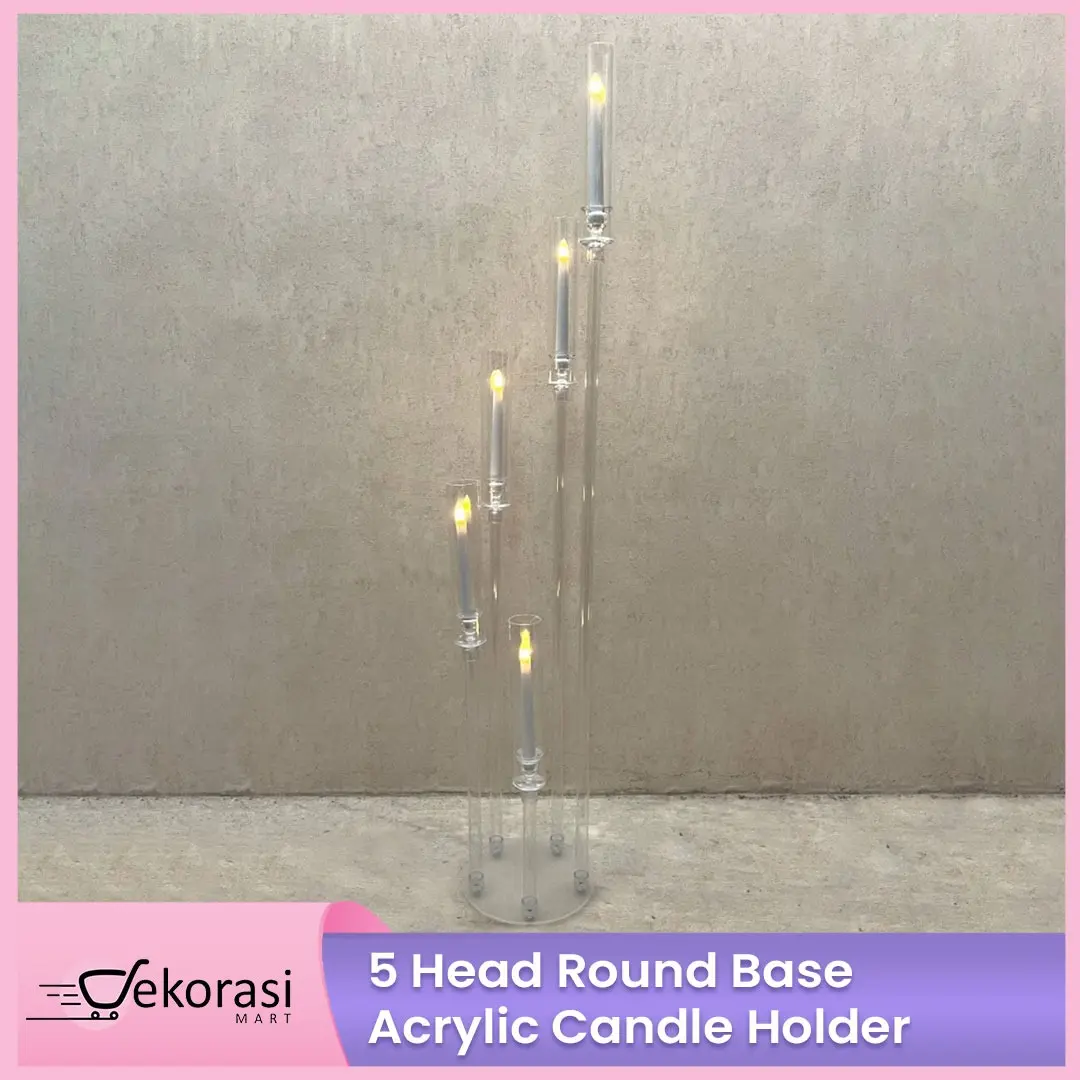 5 Head Round Base Acrylic Candle Holder / Tempat lilin Dekorasi