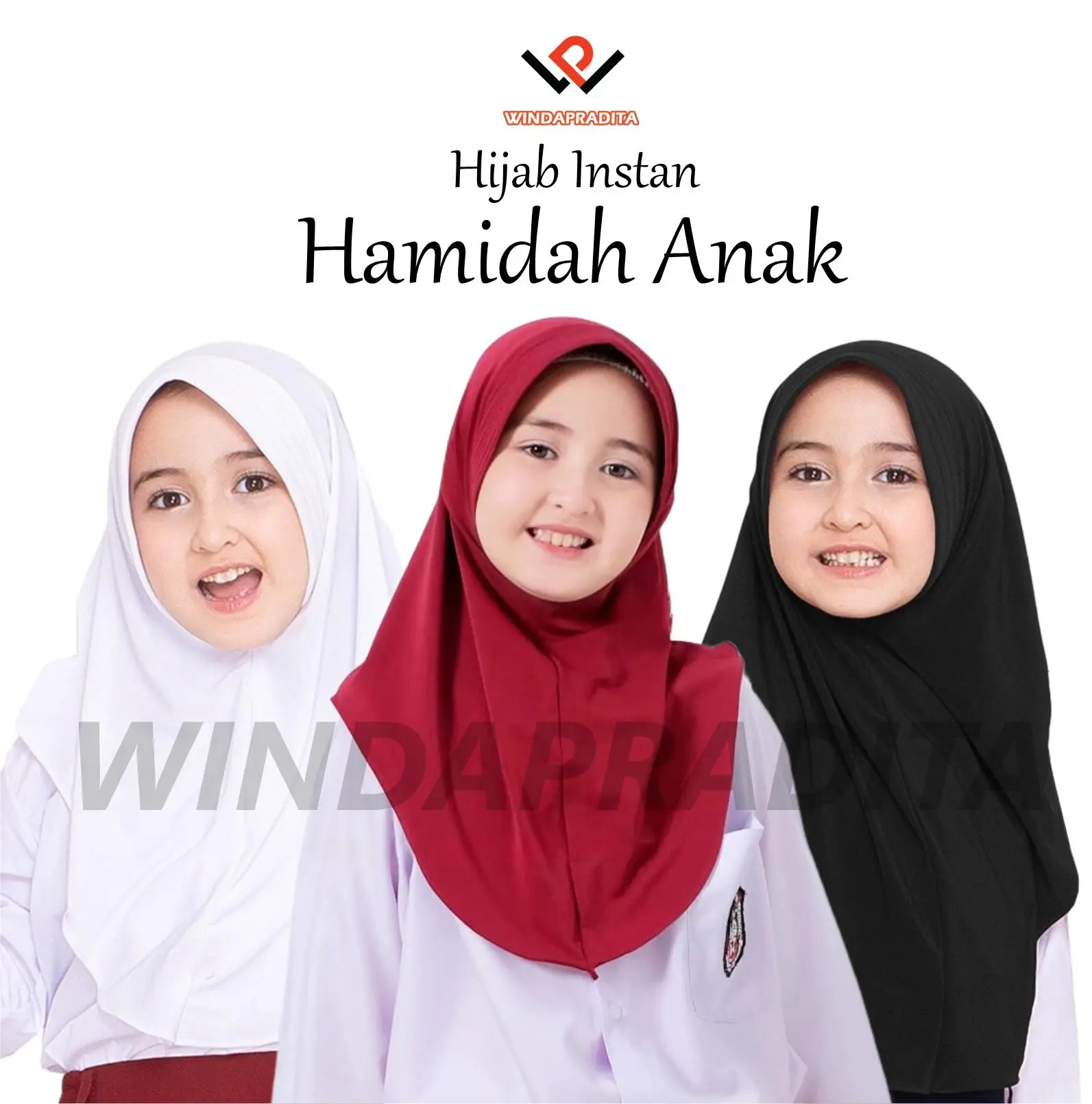 Jilbab Anak Perempuan Kerudung Instan Bergo Hamidah Jersey Anak Sekolah Polos Warna Muslim