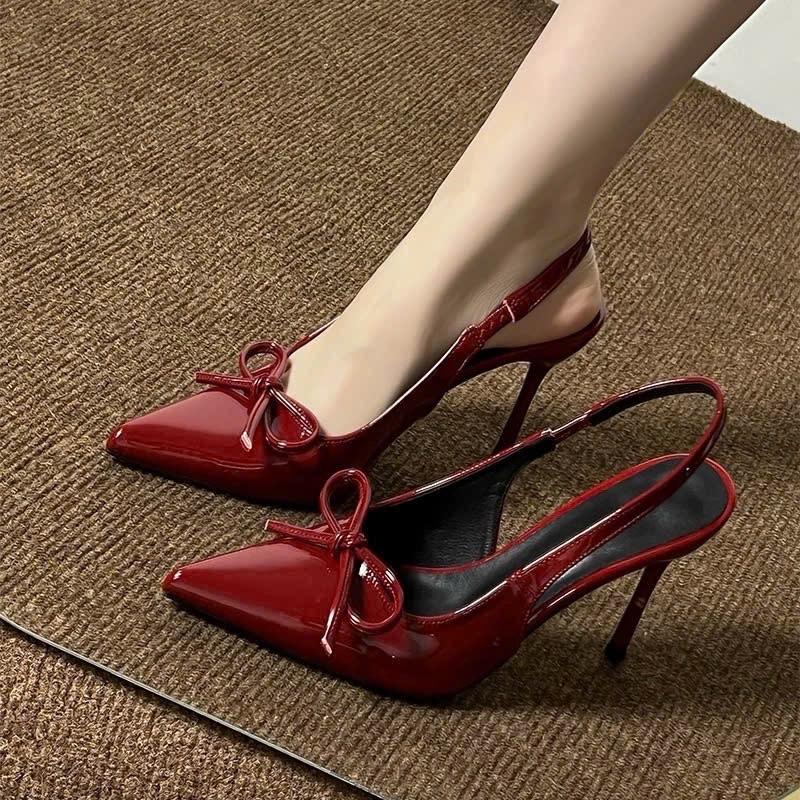 Giày sandal đính nơ CHÉO tiểu thư nữ