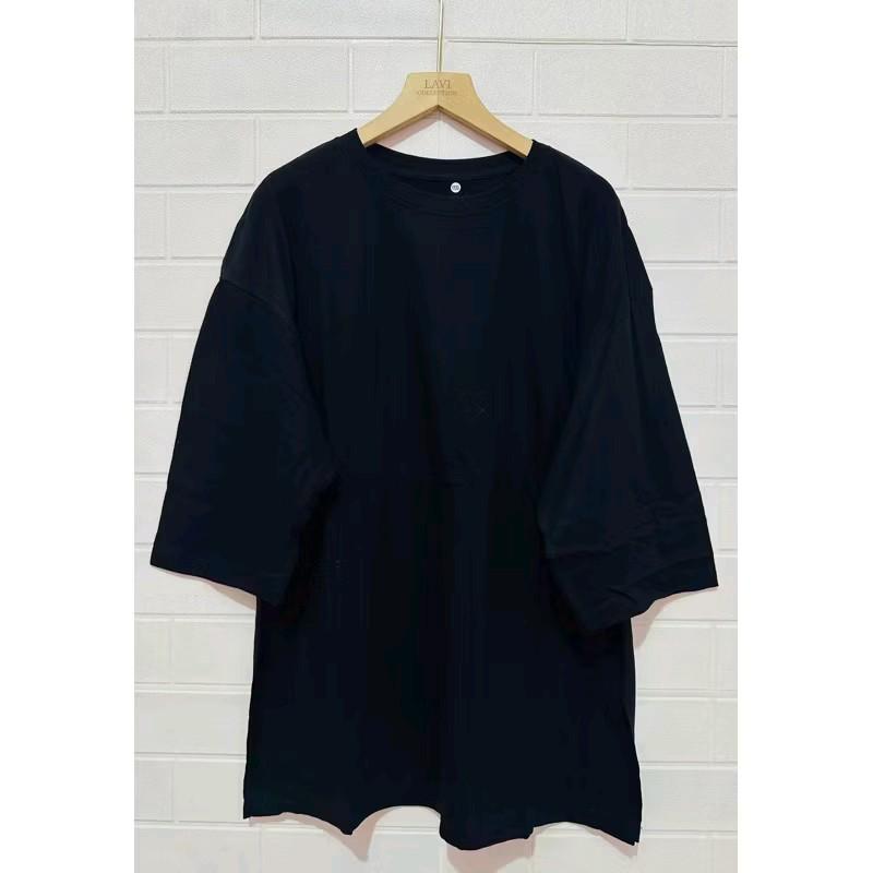 Kaos atasan polos oversize jumbo wanita xxxl lengan 7/8 Bahan katun combed ️30s premium adem| 3xl kaos polos 5