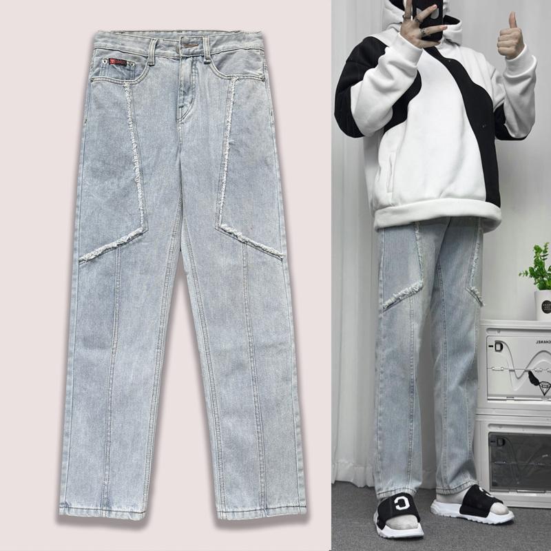 CAROLLA Quần Jean Nam Form suông, ống đứng, ống suông, Jean Baggy, Năng Động, Menswear Pants Kem Có Túi 2