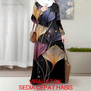 Tren Gaun Panjang Bercorak Terlaris Musim Bunga 2026 untuk Wanita Pakaian Selesa Bernafas Anti Kedut Tidak Ketat Tidak Pengap Sesuai Gaya Seharian Jubah Corak Premium Emboss Bamboo Lengan Batik Block Cotton Viscose Lembut Casual Material Digital Crip
