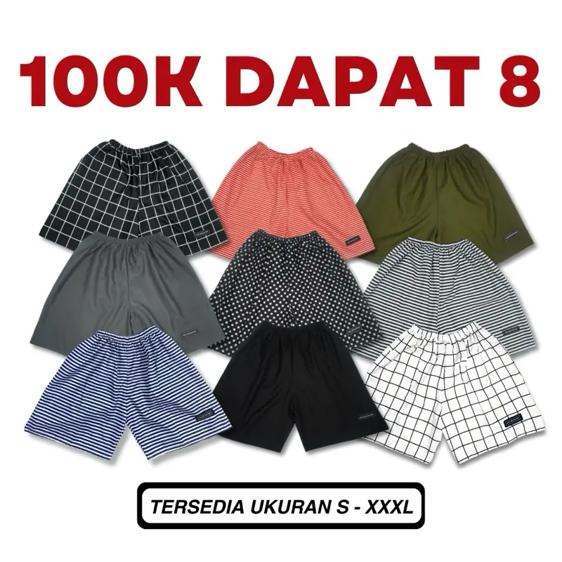 Kolorantok Paket Isi 8 pcs Celana Pendek Motif Pria Wanita Dewasa Boxer Kolor Unisex Cewe Cowok