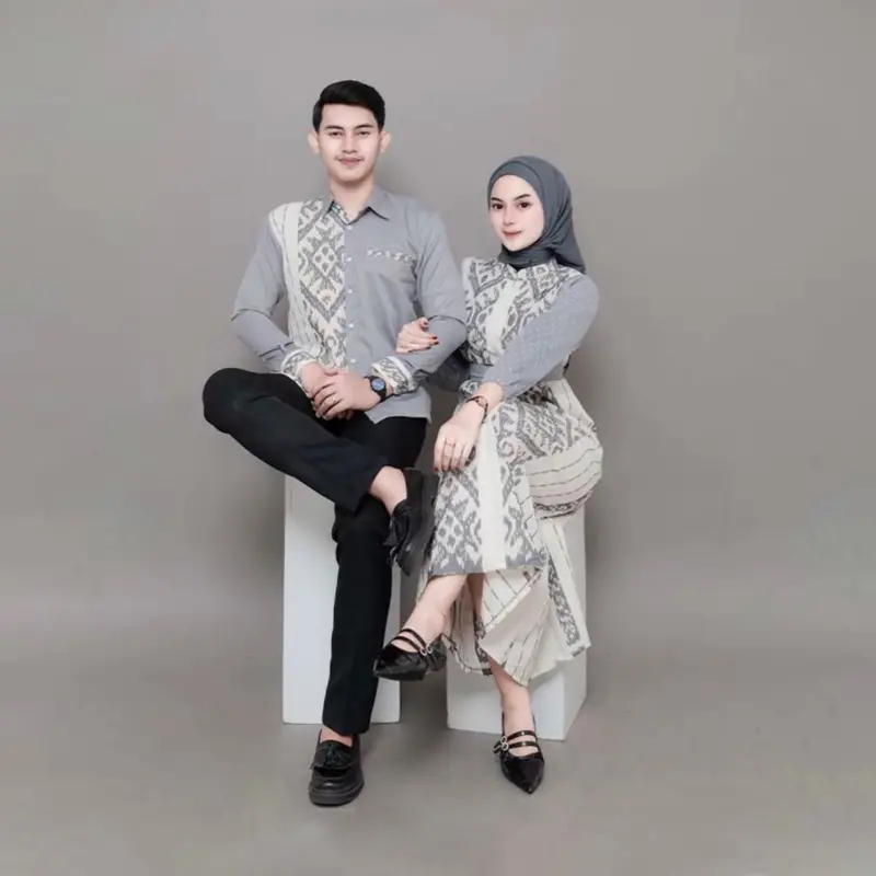KEMEJA DAN DRESS TENUN DEWASA DAN ANAK ANAK - Sarimbit Keluarga tenun Etnik Tebal dan halus - Setelan Simple Kondangan - Baju anak baju  Pasangan Pesta kondangan prewedding