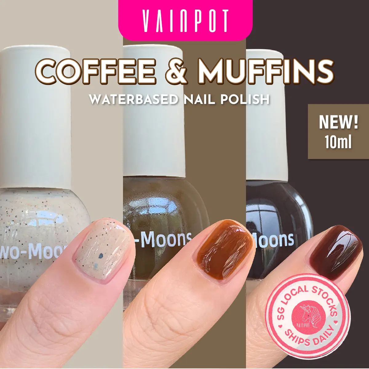 TWO MOONS Coffee & Muffin Water Based Peel Off Non-Toxic Nail Polish - 10ml