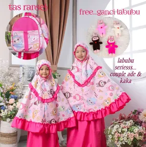 auliagallery95.mukena anak seriess labubu terbaru,untuk usia 2-10tahun,dilengkapi tas ransel dan (free)gantungan kunci. Muslim Variasi Rempel