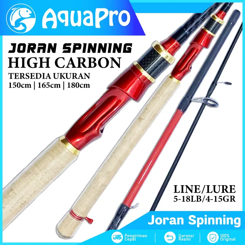 Aquapro Joran Pancing Spinning Fishing Rod High Carbon Action Medium Untuk Kolam Sungai Danau 0