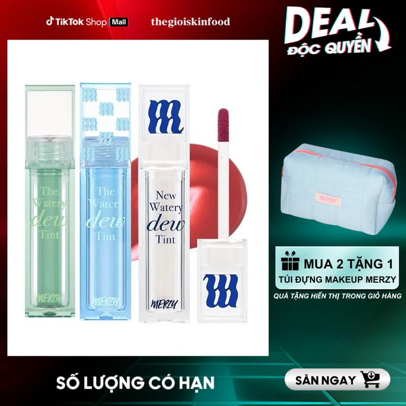 [NEW DEW] Son Tint Bóng Trang Điểm Dạng Thạch Merzy New Watery Dew Tint 4g Cosmetic Mỹ Phẩm Nữ Women Son Môi Lip Tint