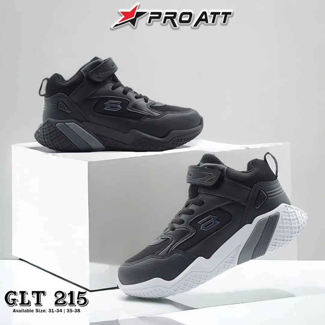 Pro ATT GLT VL Sepatu Sekolah Anak Laki Laki Sneaker Boot Fashion Warna Hitam