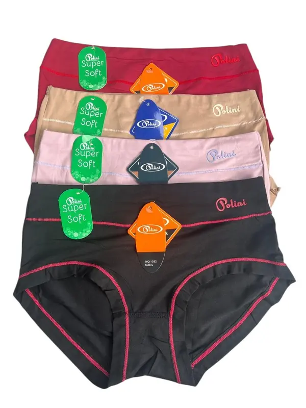 6-12 PCS POLINI 1232-1282 DC WANITA BAHAN KATUN ADEM NYAMAN ELASTIS SIZE M.L.XL.XXL Lembut Boxer Pendek Dewasa Motif Remaja 6