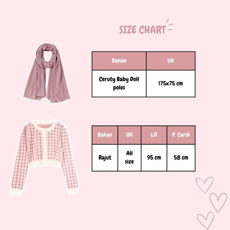 Setelan Baju Wanita Hijab Outfit Cute Atasan Cardigan Pink, Rok Susun Putih, dan Pashmina Mauve TB 049 1