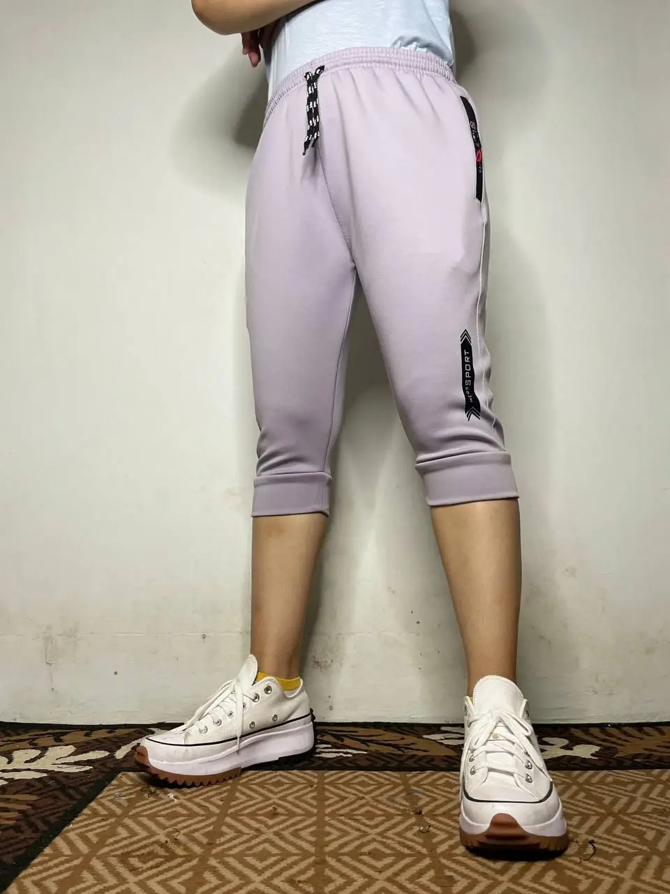 Celana Jogger 3/4 Pria Wanita Olahraga Bahan Misty Tebal Elastis Sport