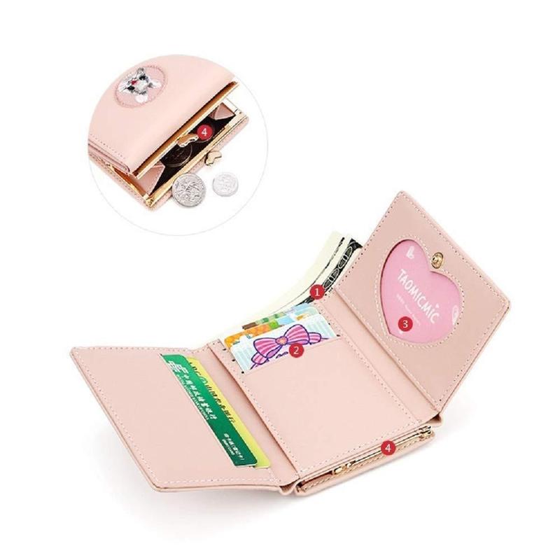 JIUFENG Dompet Pendek Wanita Dompet Serbaguna Hewan Bordir Billfold Pemegang Kartu Kredit 8