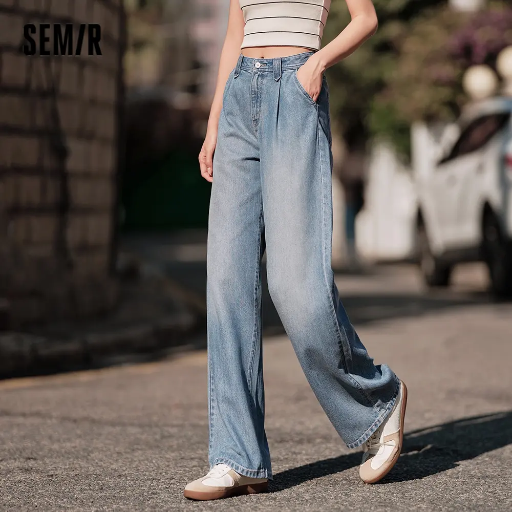 Quần Dài Jean Semir, Dành Cho Nữ, Quần Dài Ống Rộng, Dễ Phối Đồ, Thiết Kế Đơn Giản, Hàng Mới Về Mùa Hè 2025, Cảm Giác Ngầu Quần Có Độ Phai Màu, Hợp Xu hướng Đường Phố