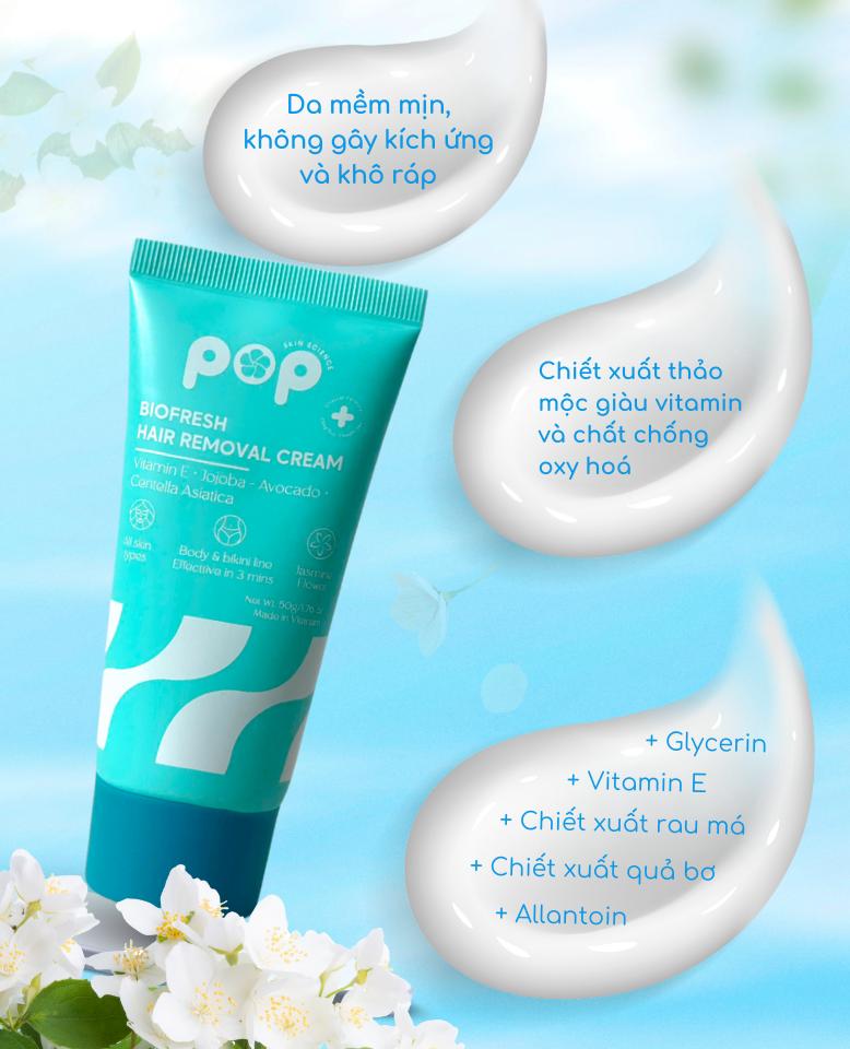 Product Introduction of Kem Tẩy Lông Pop Biofresh – Tẩy Lông Dịu Nhẹ, Dưỡng Ẩm, Hương Nhài Thơm Dịu - 50g 15