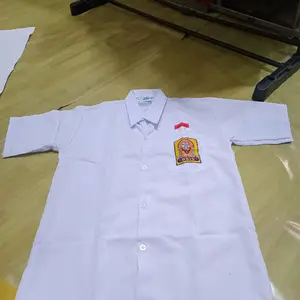Seragam Sekolah Baju Putih SMP Lengan Pendek Fashion Praktis & Nyaman untuk Kegiatan belajar sehari-hari - Tempat.berbahan tisu ringan di pakai