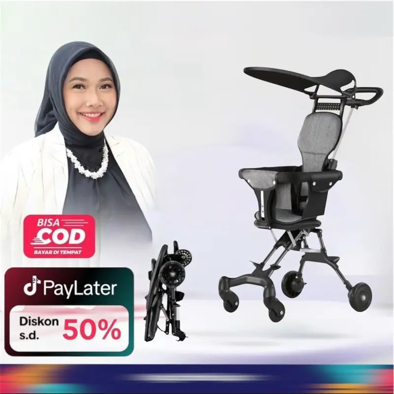 Exclusive Live Mama Wulan Stroller Baby Kereta dorong balita lipat Magic Stroller baby roda empat Traveling Murah Bayi Dorongan