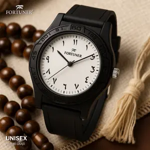 Fortuner Jam Tangan Analog Pria-Wanita Kaligrafi Fashion Tahan Air Karet Imani