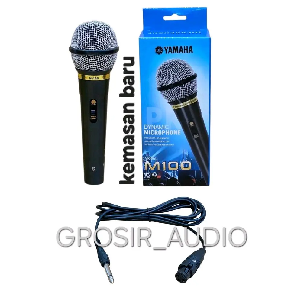 Yamaha Mikrofon KABEL M-100 M-200 M-300 M-500 dengan Kabel 3 Meter, Kualitas Suara Jernih, Tombol ON/OFF, Cocok untuk Rekaman Profesional dan Non-Profesional