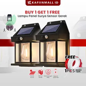 Kafiinmall Lampu Dinding Tenaga Surya 2 LED Warm White Sensor Gerak Tahan Air Lampu Solar Matahari Hias Taman Outdoor Tanpa Listrik