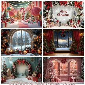 Latar Belakang Fotografi Dekorasi Natal Bergaya INS untuk Studio Siaran Langsung Festival Dinding Suasana Foto dengan Dekorasi Natal Cantik