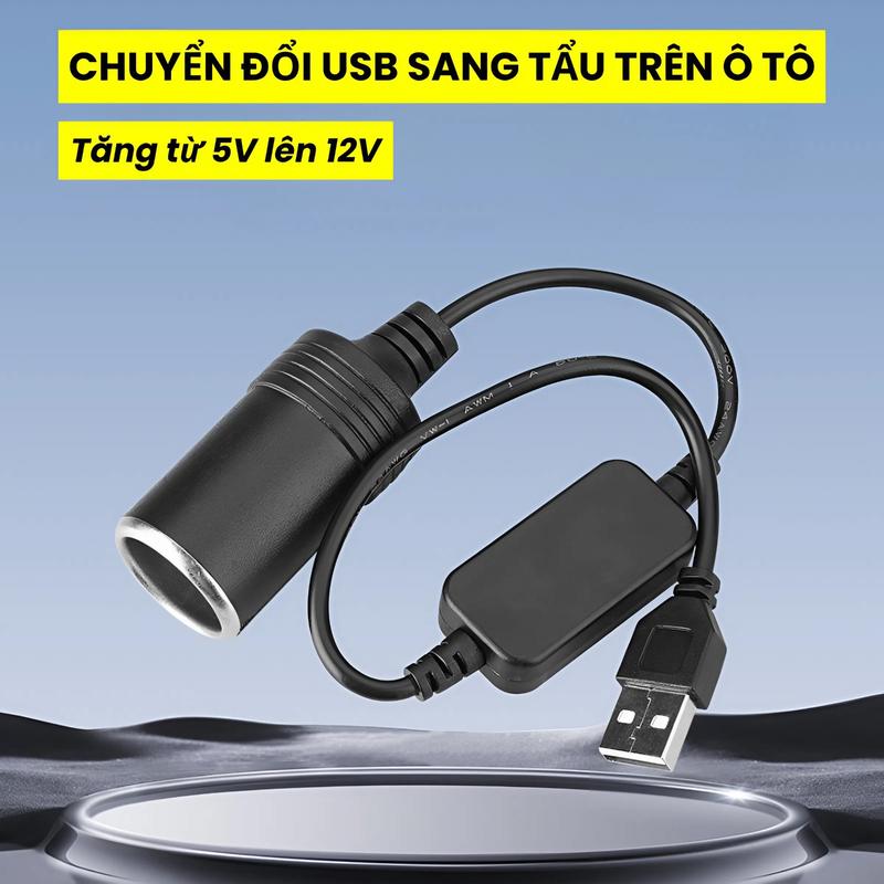 Dây USB Chuyển Đổi Đẩu Cắm Tẩu Sạc Ô Tô 5V sang 12V Bộ Chuyển Đổi Tẩu Dùng Cho Camera Hành Trình GPS Máy lọc khí
