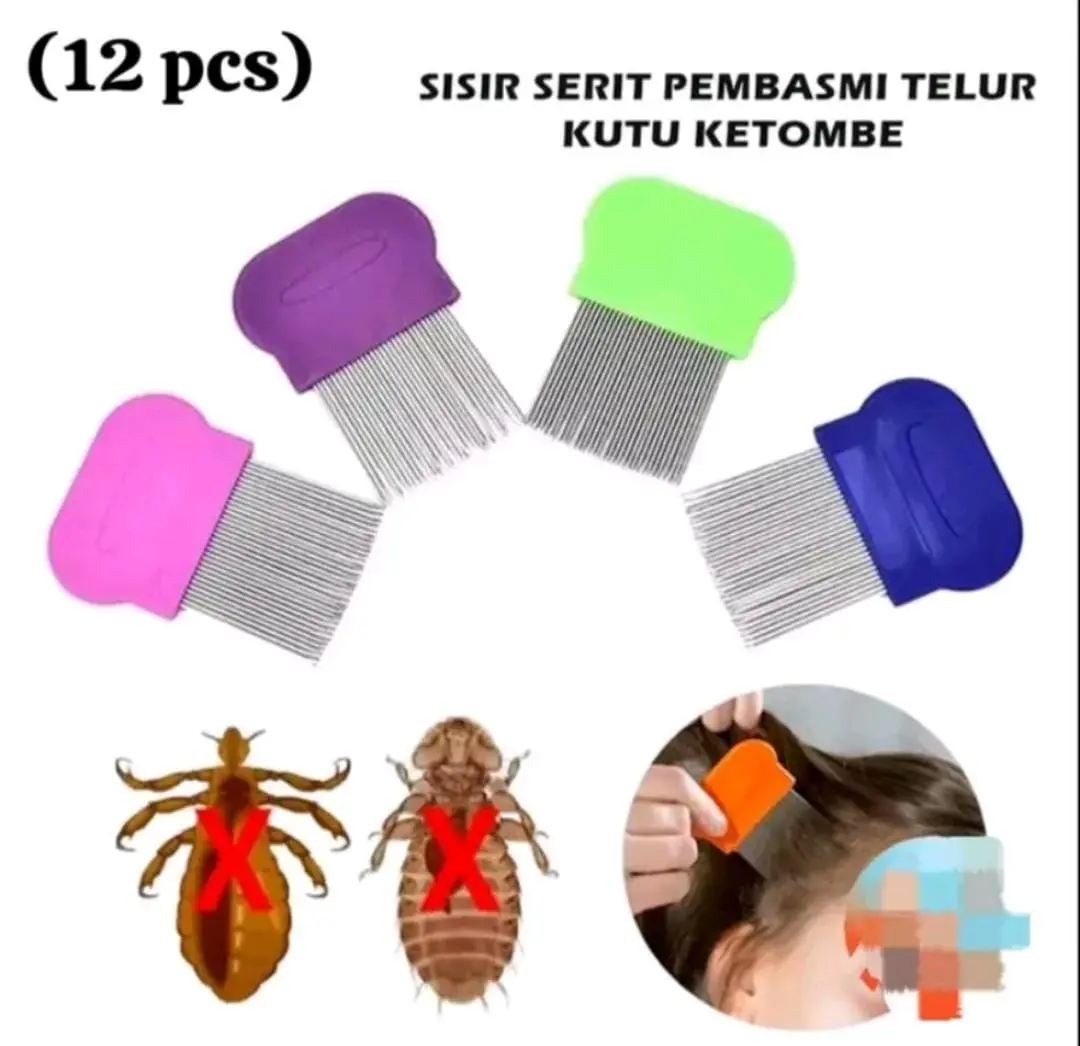 [ 1 LUSIN ISI 12 PCS]  SISIR KUTU BERBAHAN BESI LOGAM - SISIR SERIT STAINLESS STEEL