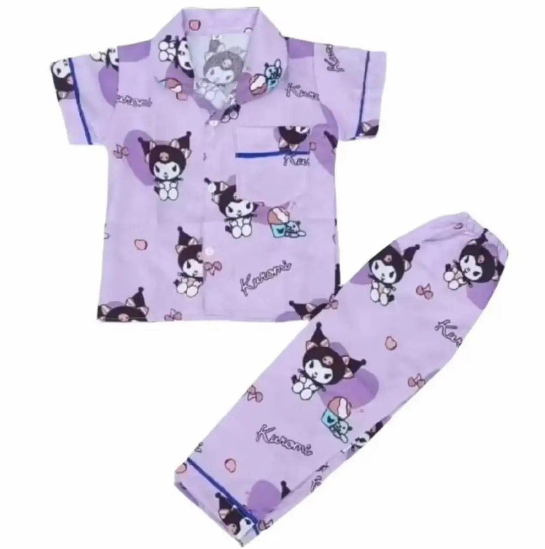 Set piyama kuromi anak perempuan stelan baju tidur anak motif karakter bahan polimikro