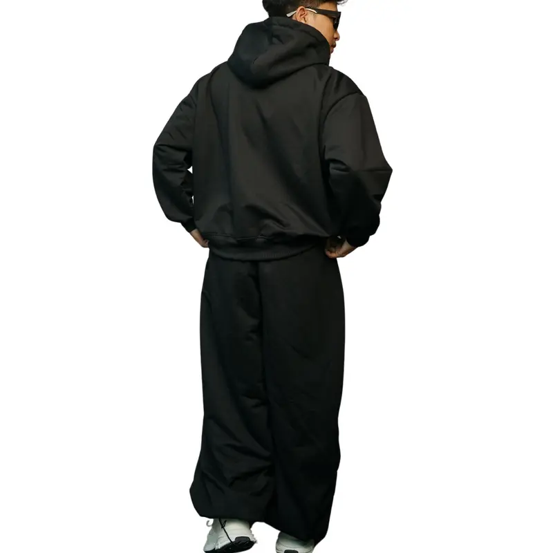 STREES One Set Boxy & Sweatpants Baggy Polos Setelan Berbahan Kain Fleece Lembut Adem Pria Wanita 1