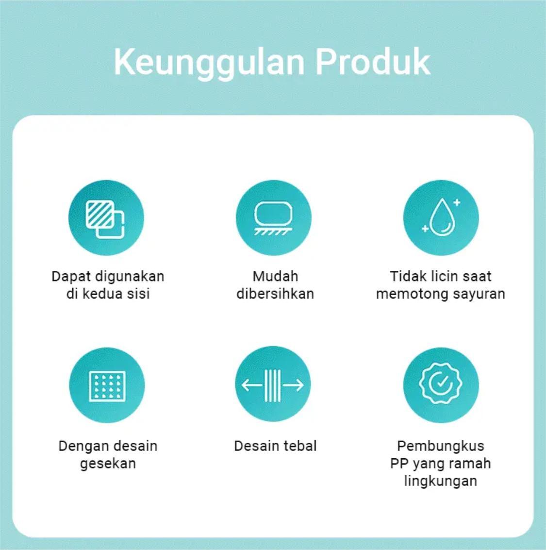 Mehaa Papan Talenan Stainless Steel foodgrade Antibakteri dua sisi 40*30*1.65cm - Kitchenware