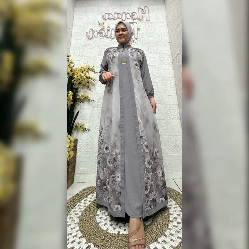 MONAA Dress Cringkle Mix Ceruty TERBARU || Gamis Wanita Muslimah Kekinian 2025 0