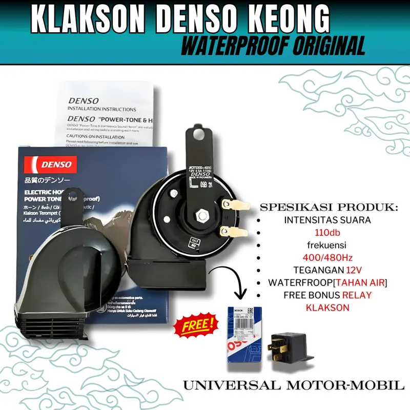 Klakson Keong KLAKSON MOTOR DAN MOBIL Waterproof 12Volt Model Keong KLAKSON KEONG Universal - Hitam Car Bus Kabel 1