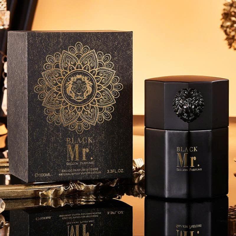  【Sellion x hngluxury2 Nước hoa nam Sellion Pháp 100ml Thiết kế đầu sư tử Hương thơm lâu dài Đi kèm với hộp quà Thích hợp làm quà tặng 1 miếng 