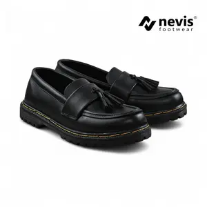 NEVIS Rey Sepatu Loafers Formal Pria Jumbo Big Size 39-45 Slip On Kerja Kuliah Kondangan Pantofel Shoes Hitam