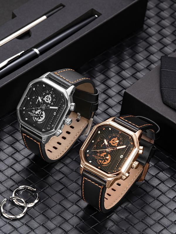 Đồng hồ dây da bò cao cấp No.1077 siêu sắc nét, chống nước, mặt kính chống xước, dạ quang, Watch Đeo Tay Nam , dây đúc thép chắc chắn, mặt vuông  cá tính , đường kính mặt 42mm , thể hiện sự đẳng cấp Delos&Pallas